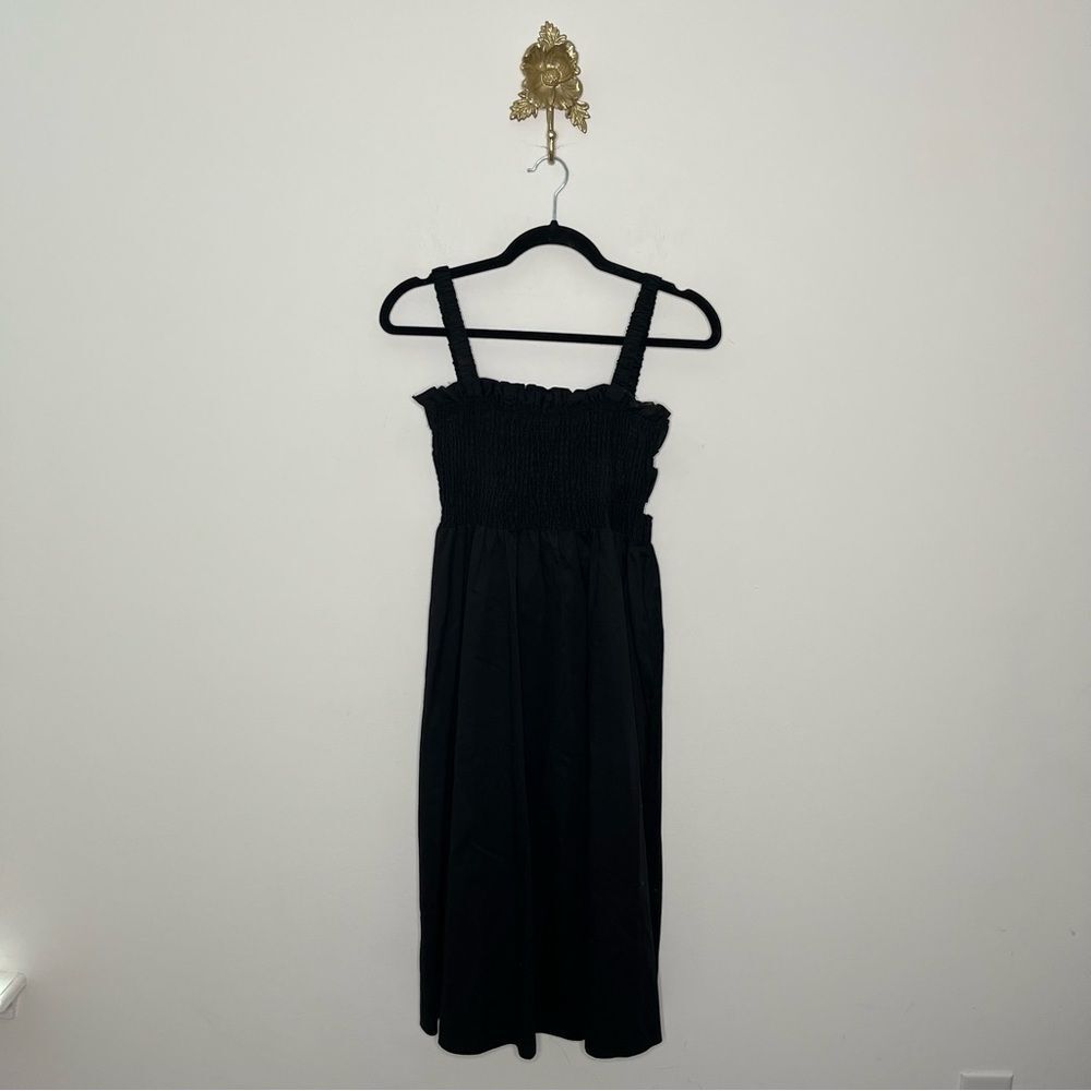 Topshop Shirred Black Midi Dress 4P